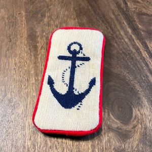EUC Jonathan Adler anchor needlepoint glasses case